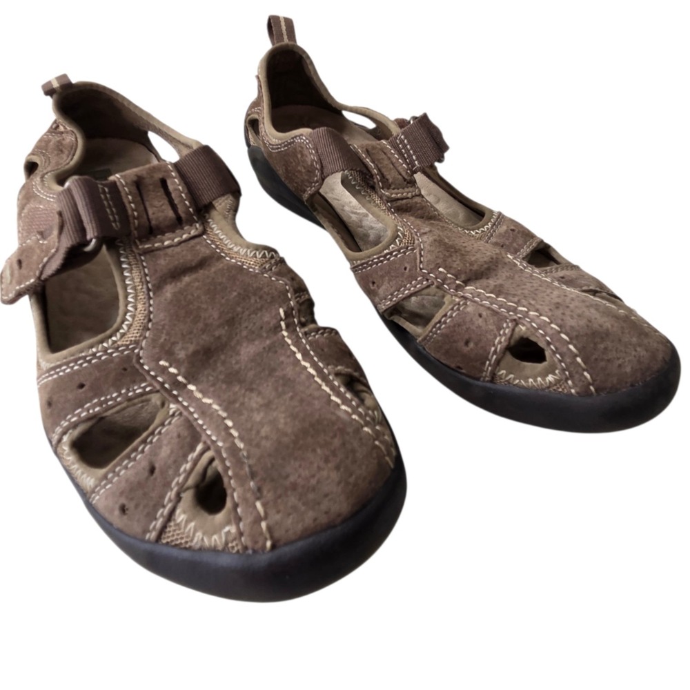 Drexlite Womens Adela Comfort Brown Leather‎ Fisherman Sandals Size 7 Closed Toe